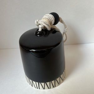 Ceramic windchime bell - white and black design. Great for indoor or outdoor.